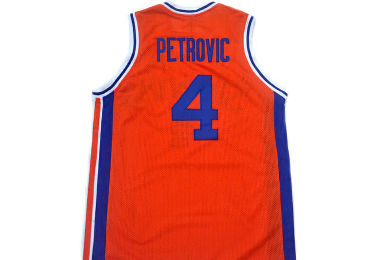 Drazen Petrovic #4 Sibenka Croatia Basketball Jersey Orange 1 Drazen Petrovic #4 Sibenka Croatia Basketball Jersey Orange