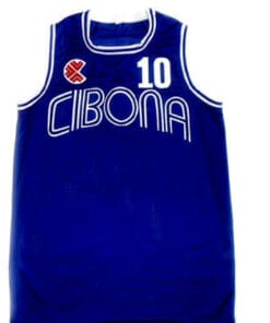 Drazen Petrovic #10 Cibona Croatia Basketball Jersey Blue