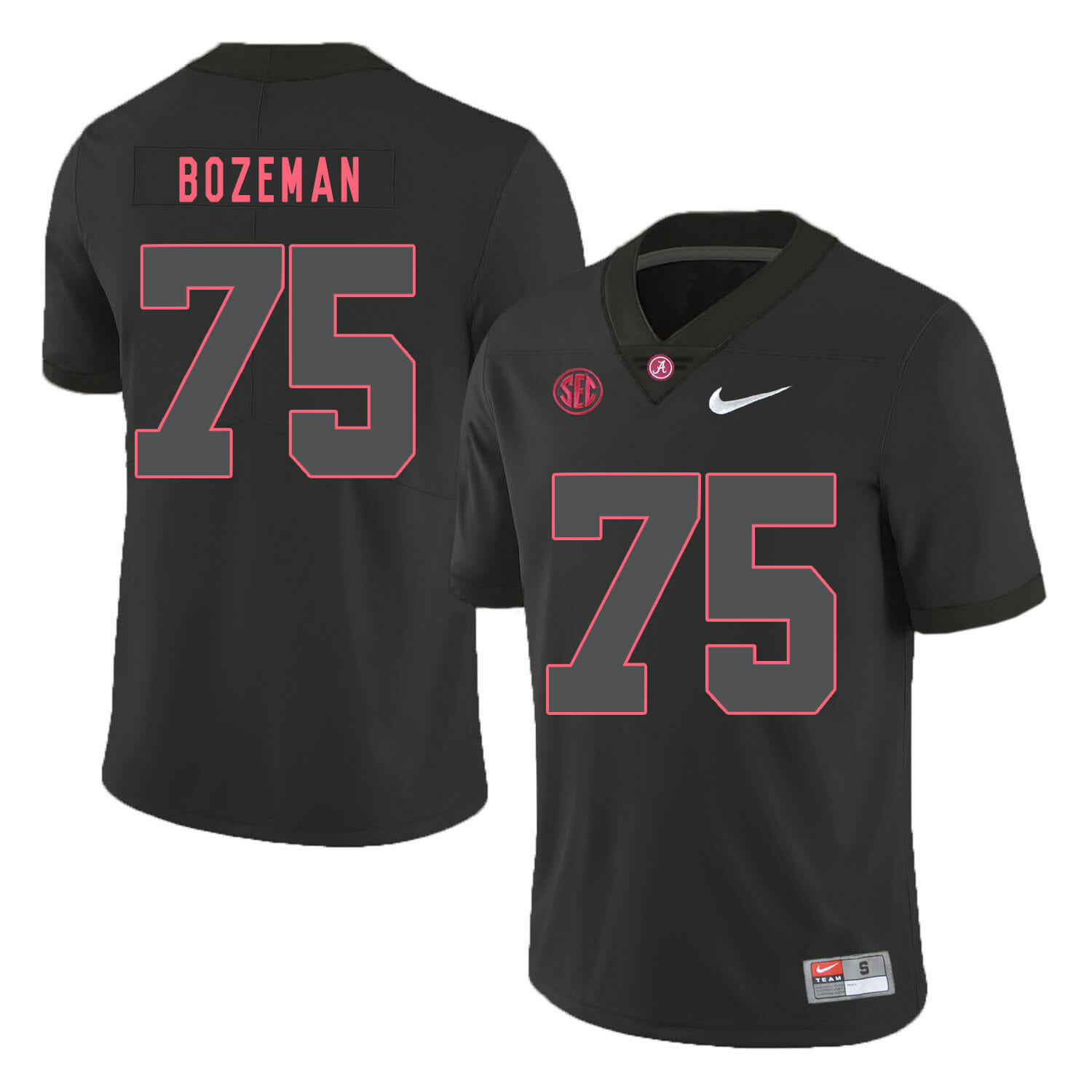 Alabama Crimson Tide #75 Bradley Bozeman College Football Jersey Black 1 Alabama Crimson Tide #75 Bradley Bozeman College Football Jersey Black