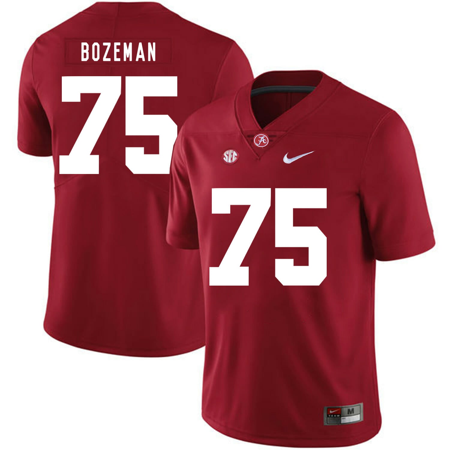 Alabama Crimson Tide #75 Bradley Bozeman College Football Jersey Red 1 Alabama Crimson Tide #75 Bradley Bozeman College Football Jersey Red