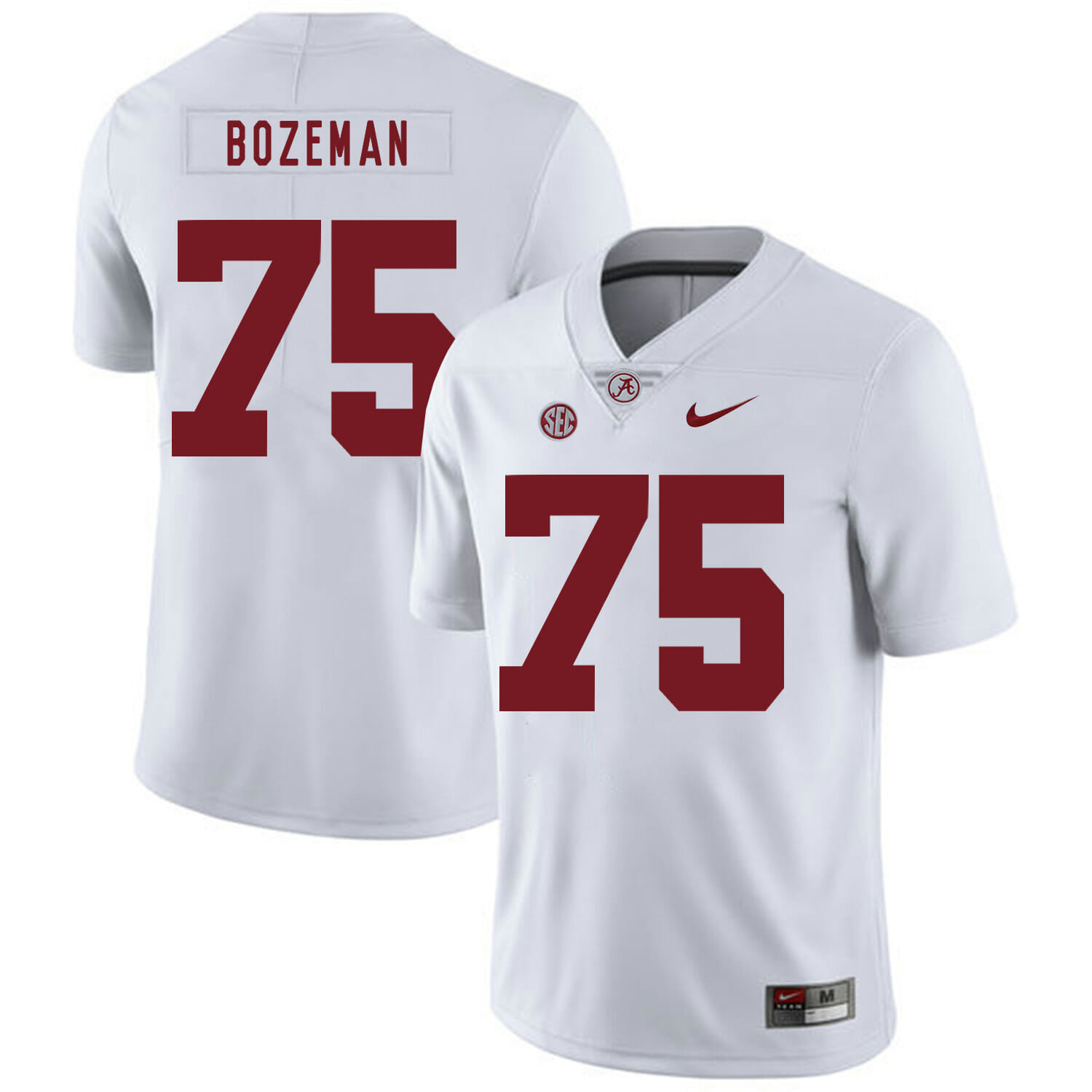 Alabama Crimson Tide #75 Bradley Bozeman College Football Jersey White 1 Alabama Crimson Tide #75 Bradley Bozeman College Football Jersey White