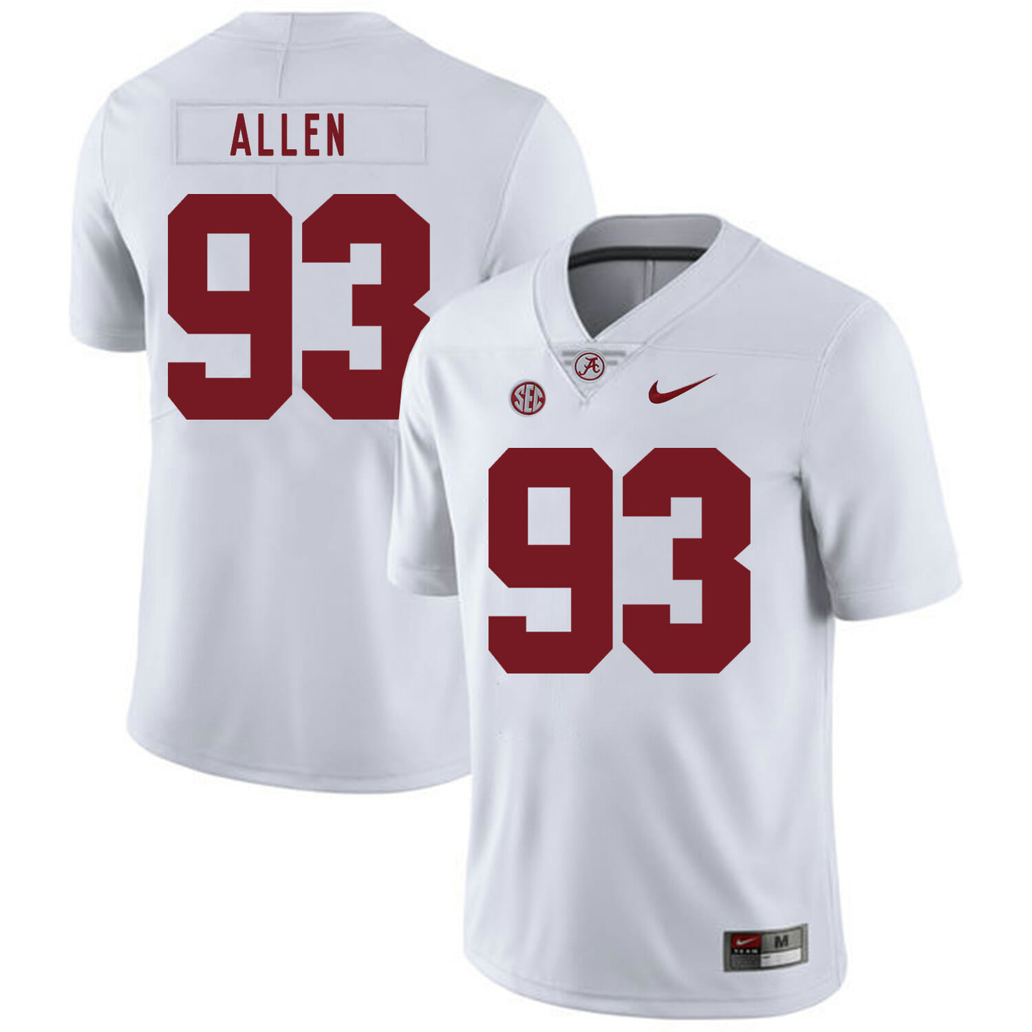 Alabama Crimson Tide #93 Jonathan Allen College Football Jersey White 1 Alabama Crimson Tide #93 Jonathan Allen College Football Jersey White