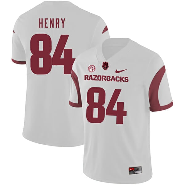 Arkansas Razorbacks #84 Hunter Henry College Football Jersey White 1 Arkansas Razorbacks #84 Hunter Henry College Football Jersey White