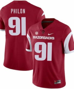 Arkansas Razorbacks #91 Darius Philon College Football Jersey Red