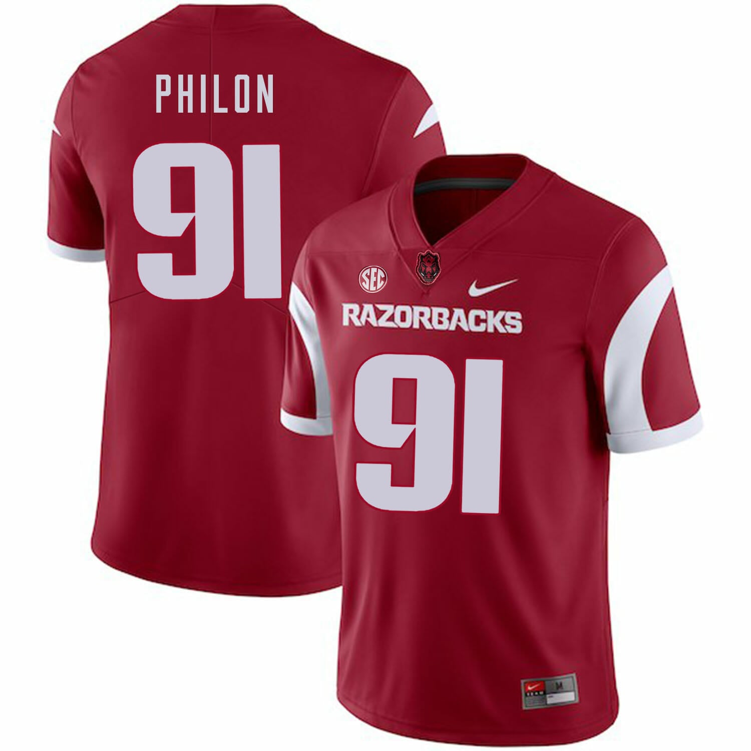 Arkansas Razorbacks #91 Darius Philon College Football Jersey Red 1 Arkansas Razorbacks #91 Darius Philon College Football Jersey Red