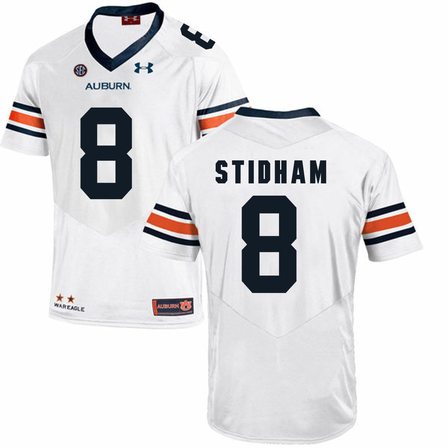 Auburn Tigers Under Armour #8 STIDHAM Football Jersey White 1 Auburn Tigers Under Armour #8 STIDHAM Football Jersey White