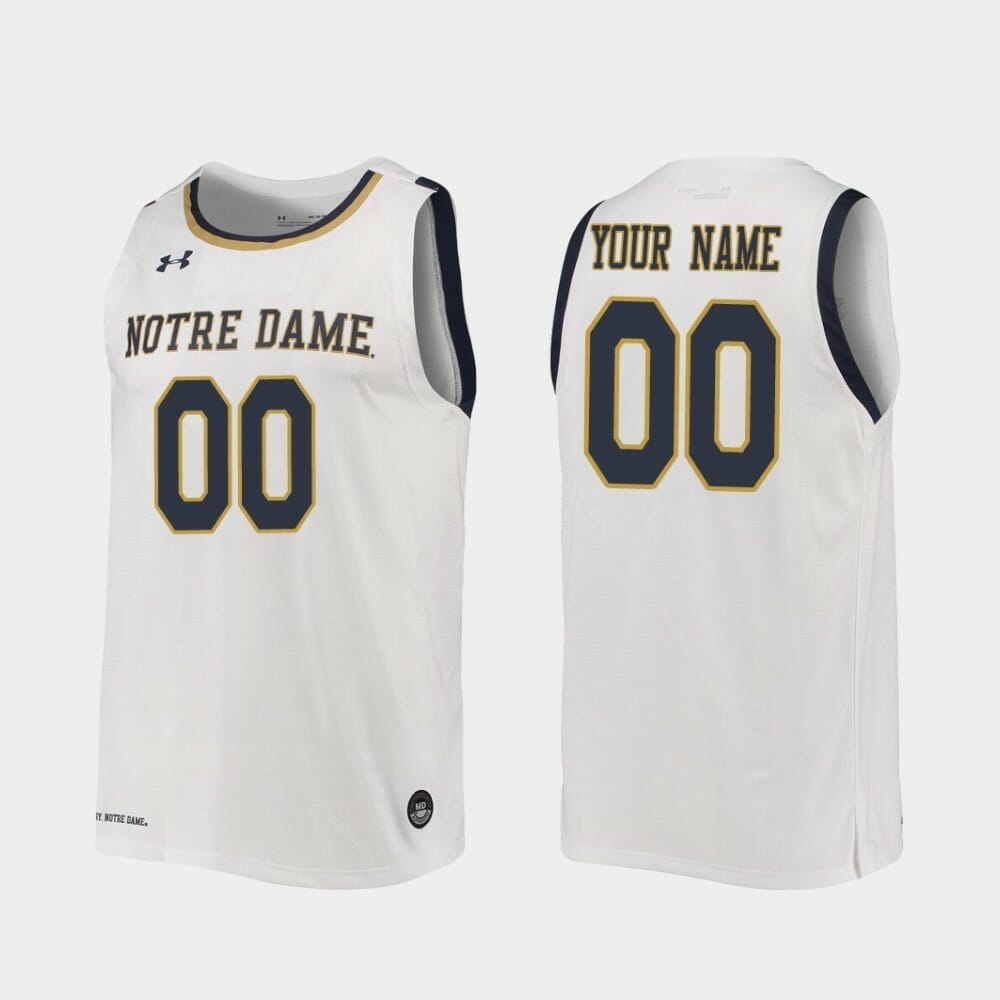 Custom Name Number Notre Dame Fighting Irish White Replica College Basketball Jersey 1 Custom Name Number Notre Dame Fighting Irish White Replica College Basketball Jersey