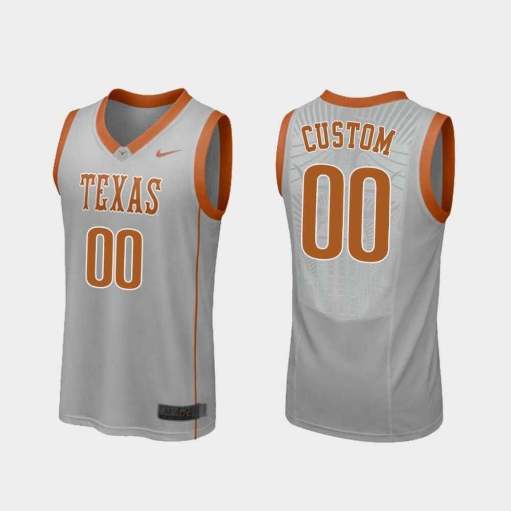 Custom Name Number Texas Longhorns Gray Replica College Basketball Jersey 1 Custom Name Number Texas Longhorns Gray Replica College Basketball Jersey