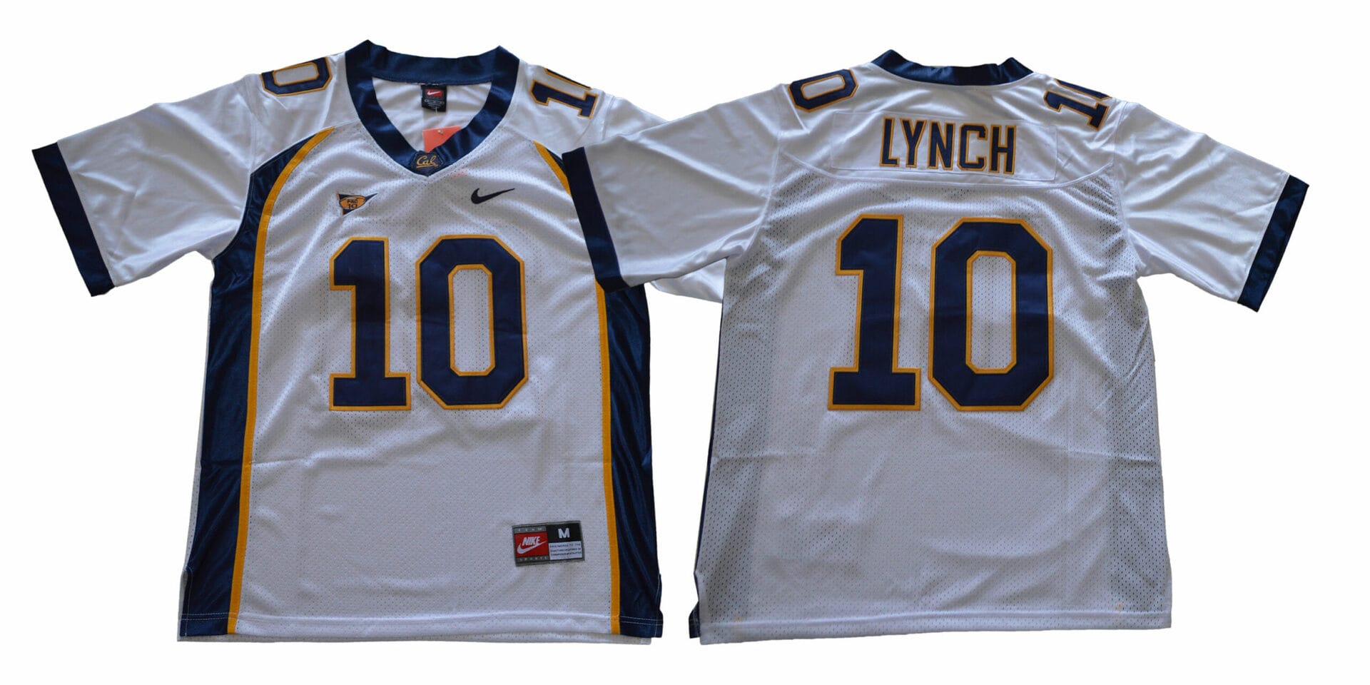 California Golden Bears #10 Marshawn Lynch Football Jersey White With Patch 1 California Golden Bears #10 Marshawn Lynch Football Jersey White With Patch