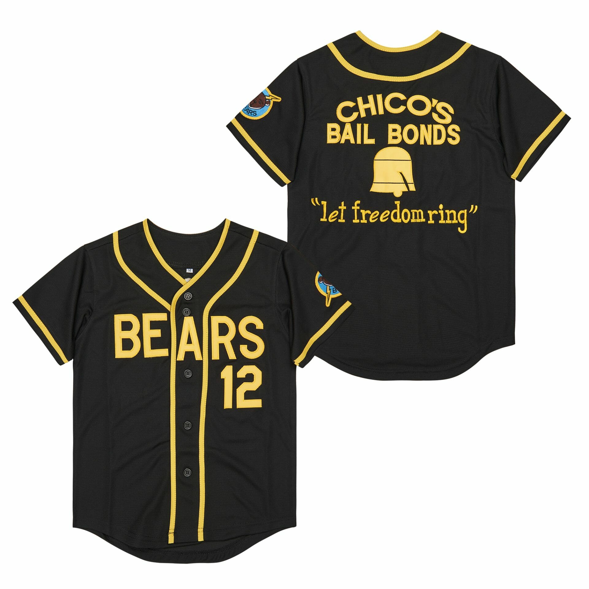 Chico Bail Bonds Bad News Bears Baseball Jersey Black 1 Chico Bail Bonds Bad News Bears Baseball Jersey Black