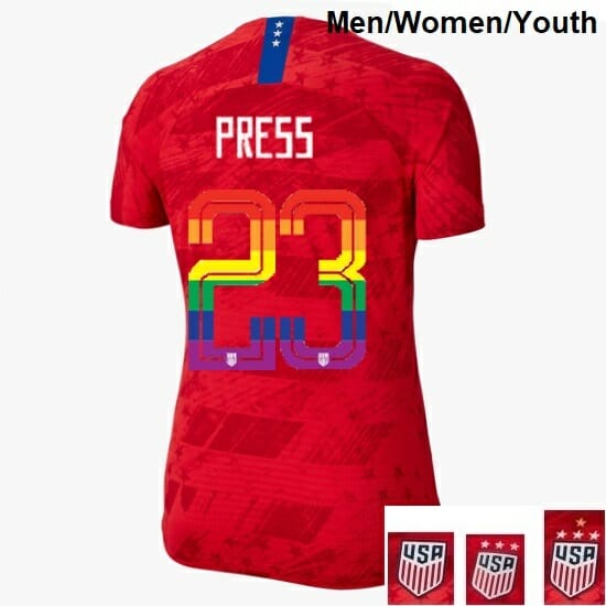 Christen Press Away USA Soccer Jersey PRIDE 1 Christen Press Away USA Soccer Jersey PRIDE