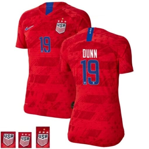 Crystal Dunn Red Champions no.19 USWNT Away Soccer Jersey