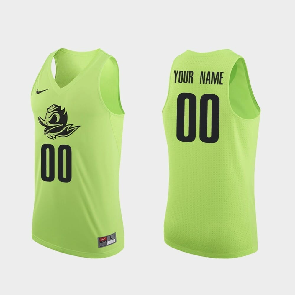 Custom Name Number Oregon Ducks Apple Green College Basketball Jersey 1 Custom Name Number Oregon Ducks Apple Green College Basketball Jersey
