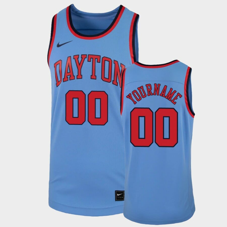 Dayton Flyers Custom Name Number Light Blue College Basketball Replica Jersey 1 Dayton Flyers Custom Name Number Light Blue College Basketball Replica Jersey