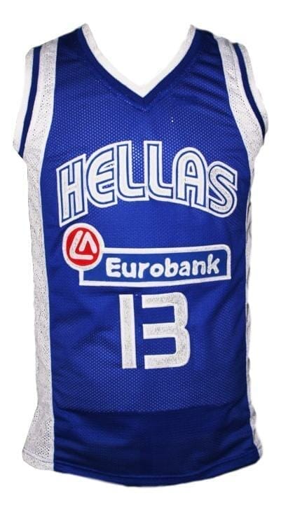 Dimitris Diamantidis #13 Greece Custom Basketball Jersey Blue