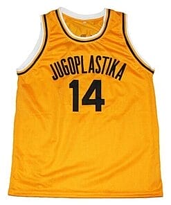 Dino Radja #14 Jugoplastika Yugoslavia Basketball Jersey Yellow 4 Dino Radja #14 Jugoplastika Yugoslavia Basketball Jersey Yellow