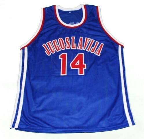 Dino Radja #14 Jugoslavija Yugoslavia Basketball Jersey Blue 2 Dino Radja #14 Jugoslavija Yugoslavia Basketball Jersey Blue