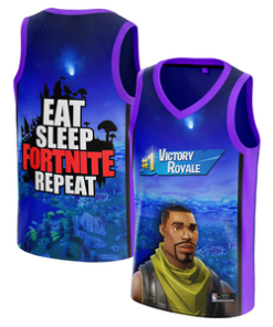 Eat Sleep Fortnite Repeat Basketball Jersey