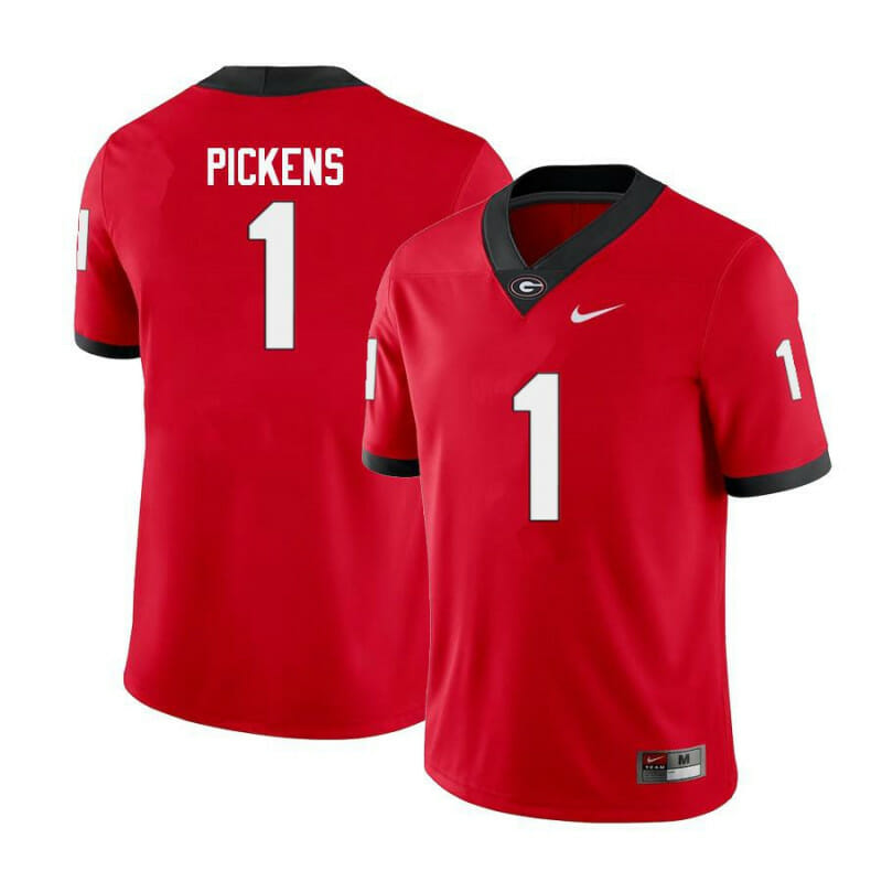Georgia Bulldogs #1 George Pickens College Football Jersey Red 1 Georgia Bulldogs #1 George Pickens College Football Jersey Red