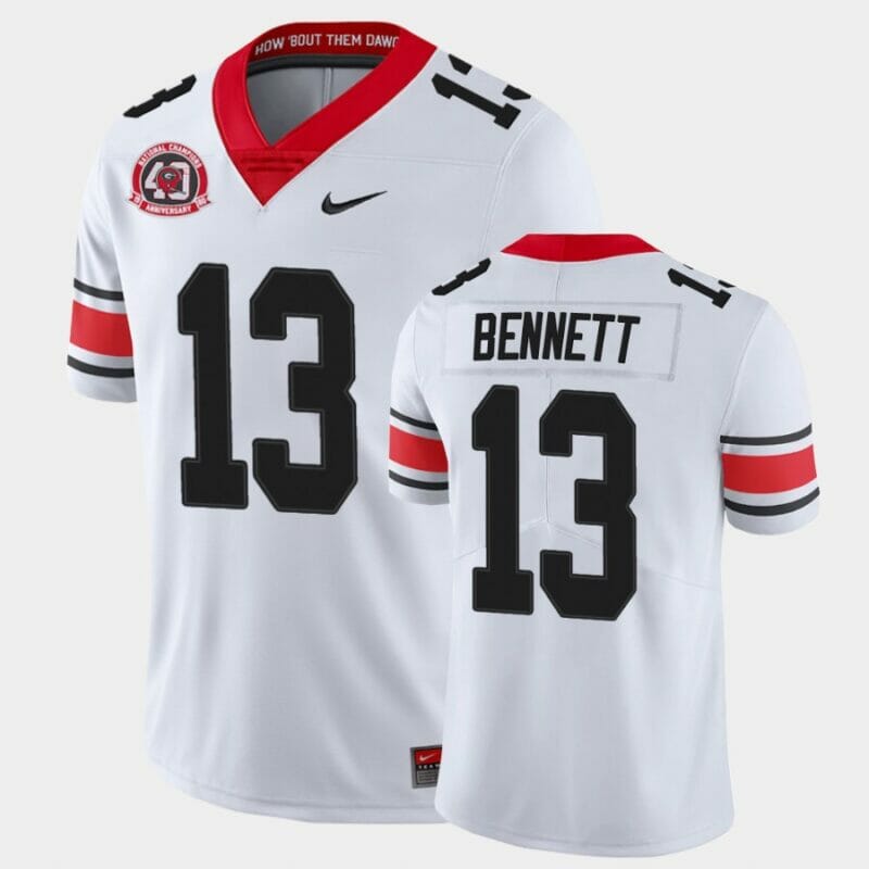 Bulldogs Bennett Football Jersey #13 College 40th Anniversary Alternate White
