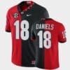 Georgia Bulldogs 18 JT Daniels Red Black Split Edition Mascot 100th Anniversary Jersey