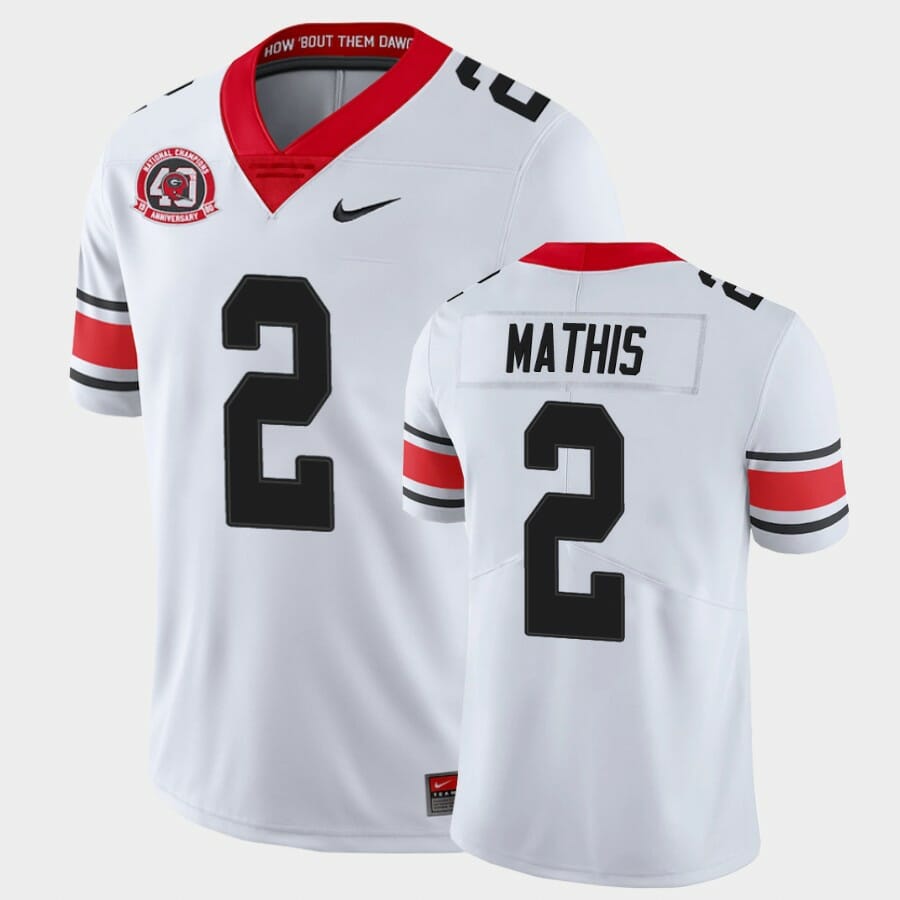 Georgia Bulldogs #2 DWan Mathis White College Football 40th Anniversary Alternate Jersey 1 Georgia Bulldogs #2 DWan Mathis White College Football 40th Anniversary Alternate Jersey