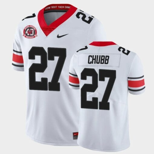 Georgia Bulldogs #27 Nick Chubb White College Football 40th Anniversary Alternate Jersey