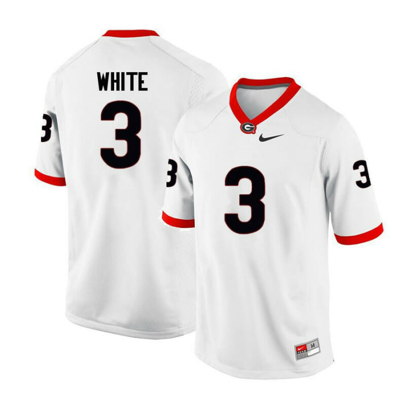 Georgia Bulldogs #3 Zamir White College Football Jersey White 1 Georgia Bulldogs #3 Zamir White College Football Jersey White