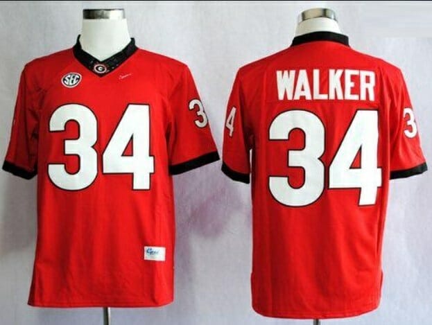 Georgia Bulldogs #34 Herschel Walker Red SEC Patch Limited Stitched Jersey 1 Georgia Bulldogs #34 Herschel Walker Red SEC Patch Limited Stitched Jersey