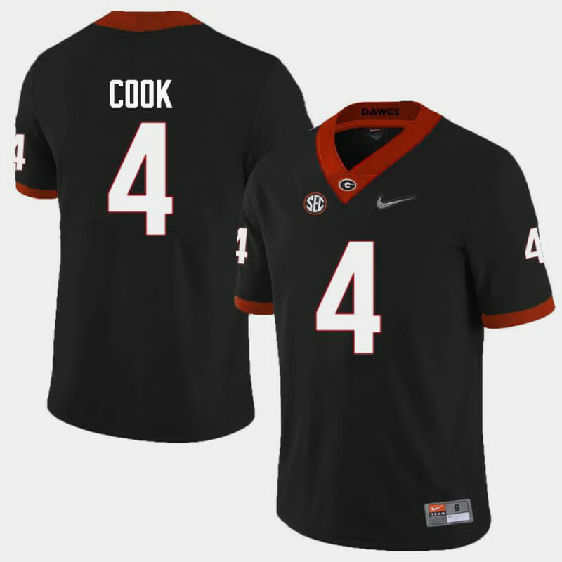 Georgia Bulldogs #4 James Cook III College Football Jersey Black 1 Georgia Bulldogs #4 James Cook III College Football Jersey Black