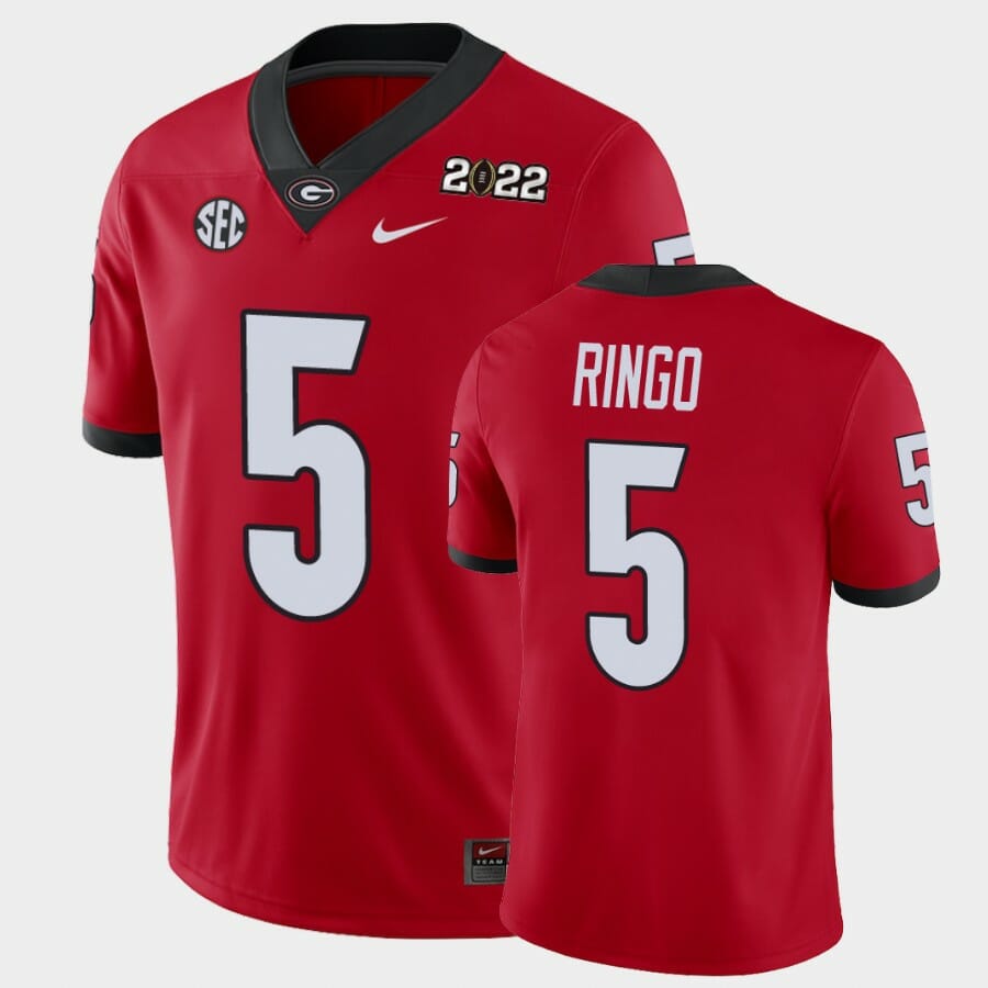 Kelee Ringo Uga #5 2021 National Champions Game Jersey Red 1 Kelee Ringo Uga #5 2021 National Champions Game Jersey Red