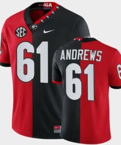 Georgia Bulldogs #61 David Andrews Red Black Split Edition 100th Season Alumni Jersey