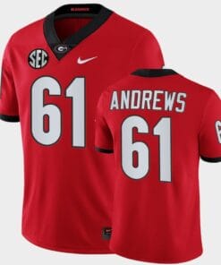 Georgia Bulldogs #61 David Andrews Red College Football Alumni Jersey