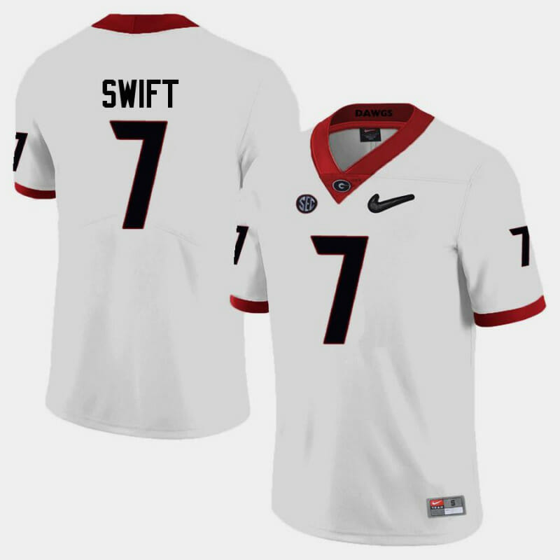 Georgia Bulldogs #7 DAndre Swift College Football Jersey Limited White 1 Georgia Bulldogs #7 DAndre Swift College Football Jersey Limited White