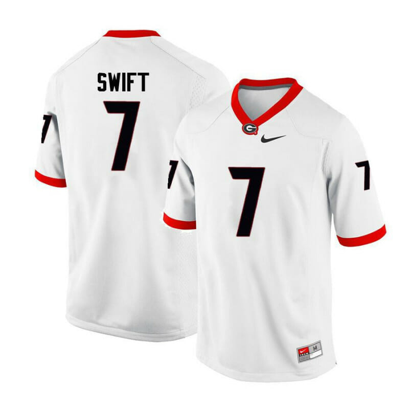 Georgia Bulldogs #7 DAndre Swift College Football Jersey White 1 Georgia Bulldogs #7 DAndre Swift College Football Jersey White
