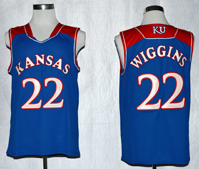Kansas Jayhawks #22 Andrew Wiggins NCAA Basketball Jersey Royal Blue 1 Kansas Jayhawks #22 Andrew Wiggins NCAA Basketball Jersey Royal Blue