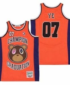 Kanye West #7 Graduation Album Basketball Jersey Orange