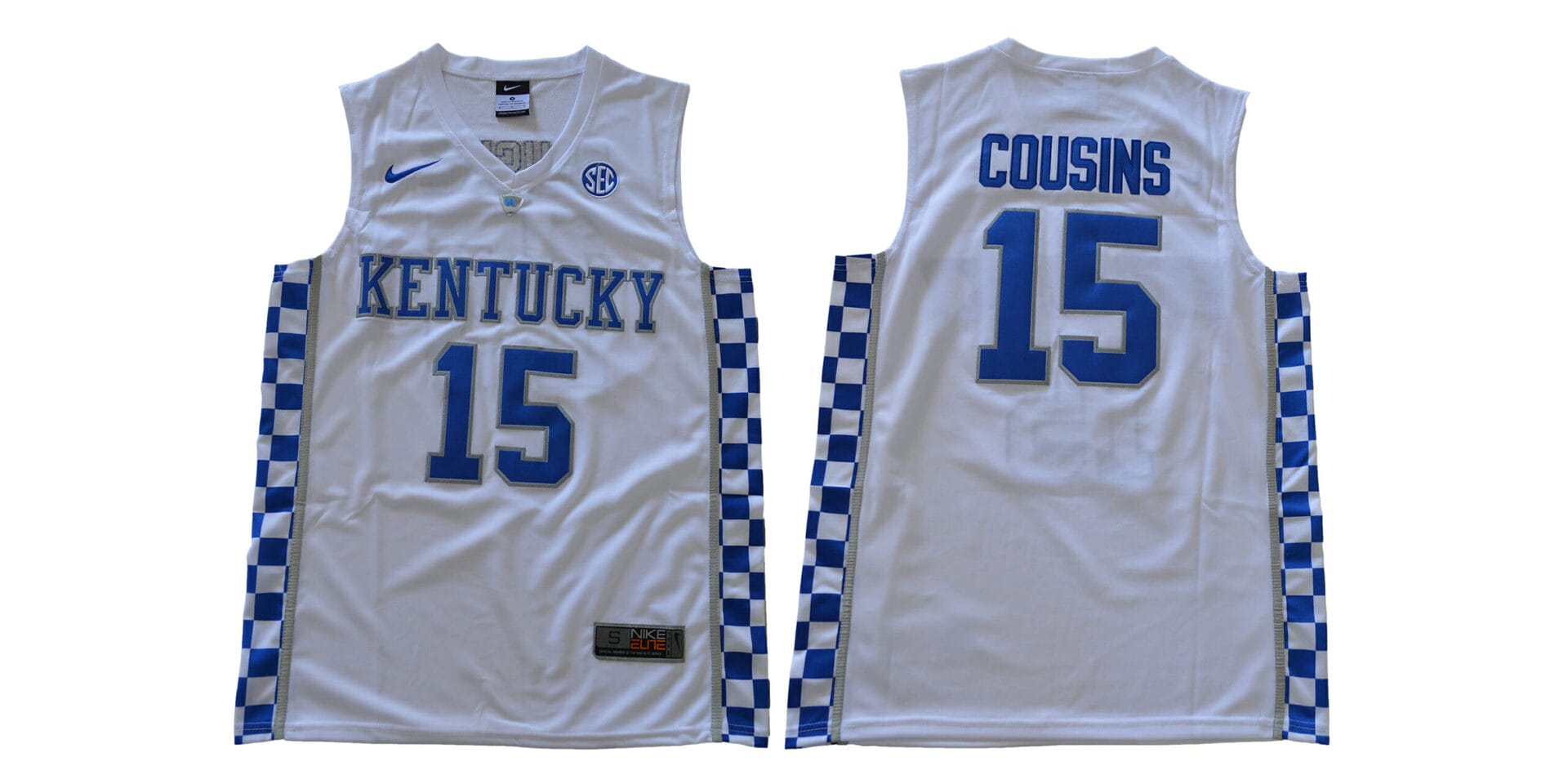 Kentucky Wildcats #15 Cousins NCAA Basketball Jersey White 1 Kentucky Wildcats #15 Cousins NCAA Basketball Jersey White