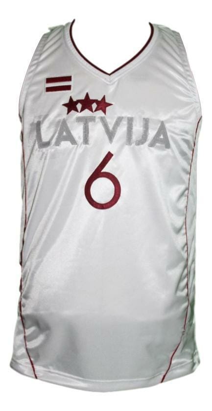 Kristaps Porzingis Team Latvia Basketball Jersey White 2 Kristaps Porzingis Team Latvia Basketball Jersey White