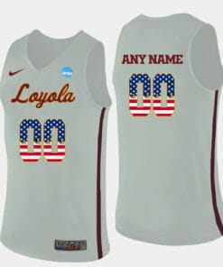 Loyola Ramblers White Us Flag Fashion Custom Name Number Basketball Jersey