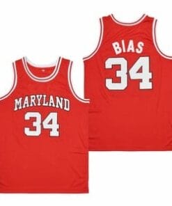 Len Bias #34 Maryland Terrapins College Red Basketball Jersey