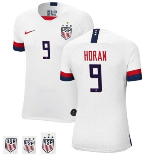 Lindsey Horan Champions Home White no.9 USWNT Soccer Jersey