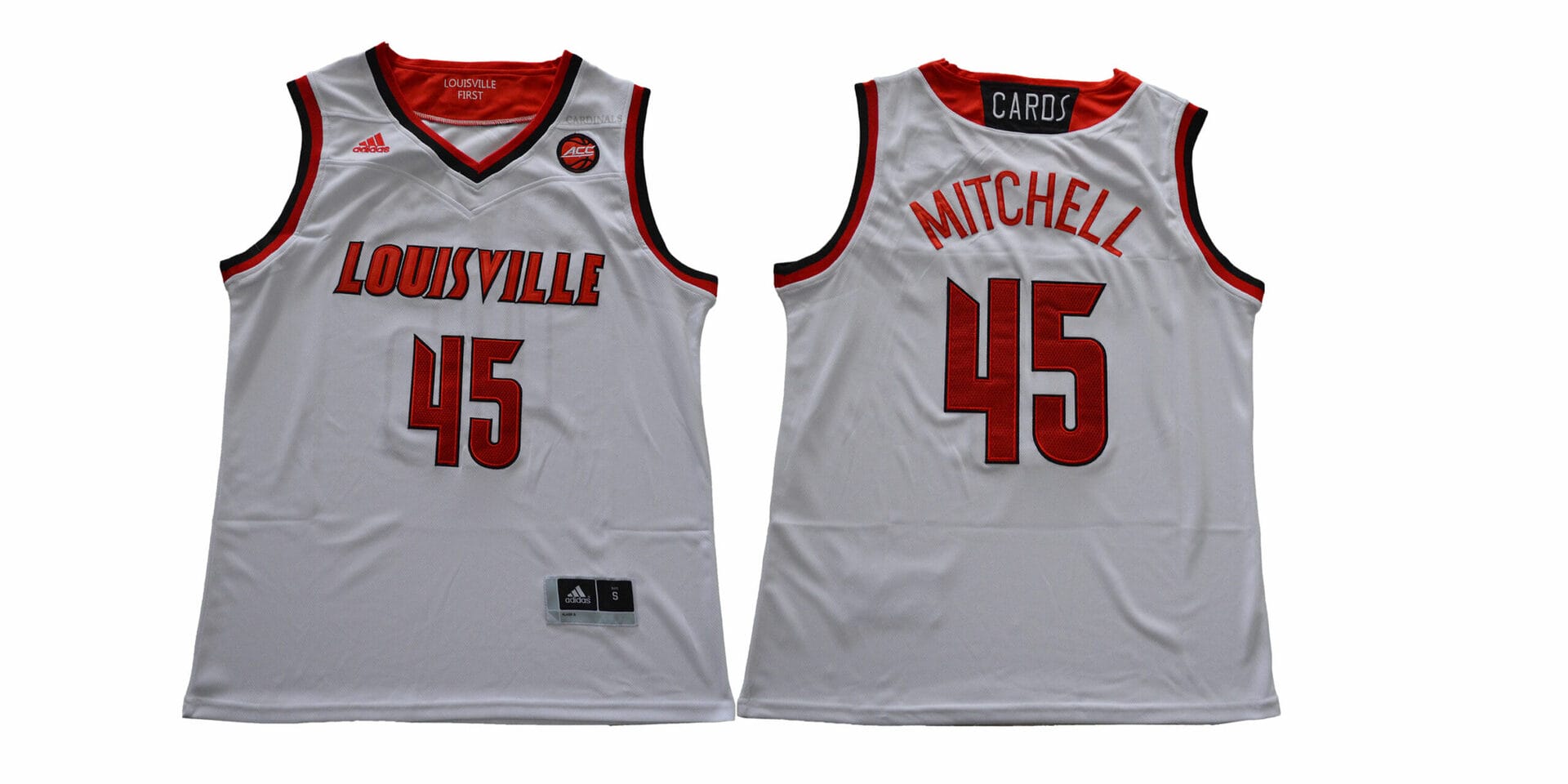 Louisville Cardinals #45 Mitchell NCAA Basketball Jersey White 1 Louisville Cardinals #45 Mitchell NCAA Basketball Jersey White
