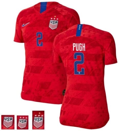 Mallory Pugh Red Away no.2 Champions USWNT Soccer Jersey