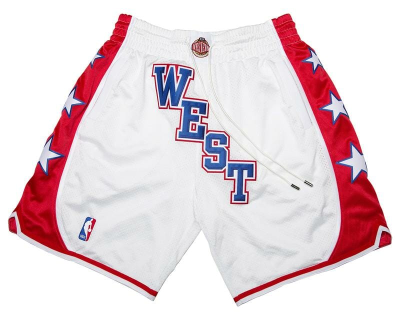 Men 2004 All-Star West Shorts White Shorts All Stitched 1 Men 2004 All-Star West Shorts White Shorts All Stitched