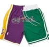 Men 2008 NBA Finals Lakers Celtics Purple Green Shorts All Stitched 5 Men 2008 NBA Finals Lakers Celtics Purple Green Shorts All Stitched