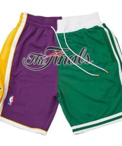 Men 2008 NBA Finals Lakers Celtics Purple Green Shorts All Stitched