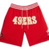 Men 49ers Red Shorts All Stitched