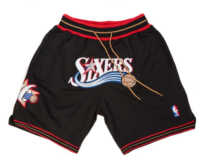 Men 76ers Shorts black All Stitched 1 Men 76ers Shorts black All Stitched