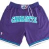 Men Charlotte Hornets Shorts PURPLE Shorts All Stitched